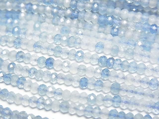 Hochwertig! Aquamarin AAA- Facettiert Knopf Rondelle 3x3x2mm halb oder 1Strang Perlen (ca. 15 Zoll/37 cm)