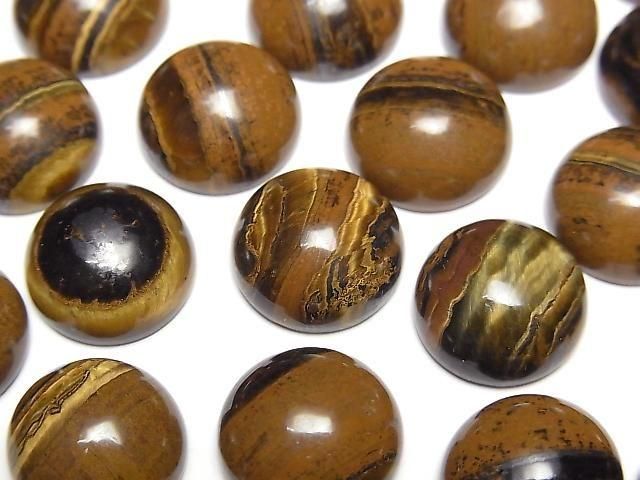 Eisen Tigerauge Rund Cabochon 12x12mm 3 Stück