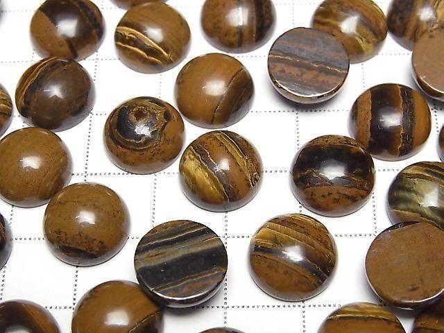 Eisen Tigerauge Rund Cabochon 12x12mm 3 Stück