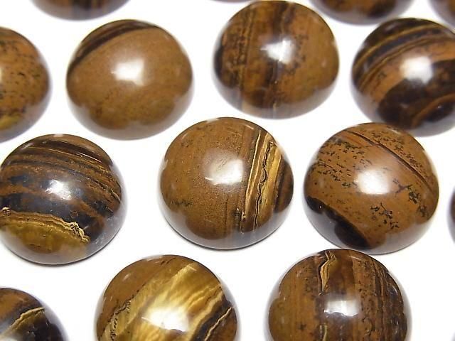 Eisen Tigerauge Rund Cabochon 14x14mm 2 Stück