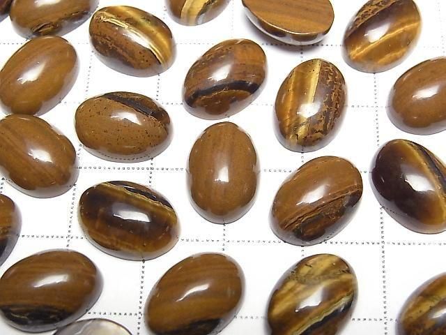 Eisen Tigerauge Oval Cabochon 14x10mm 3 Stück