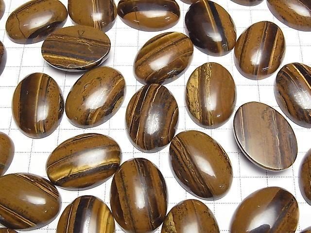 Eisen Tigerauge Oval Cabochon 30x22mm 2 Stück