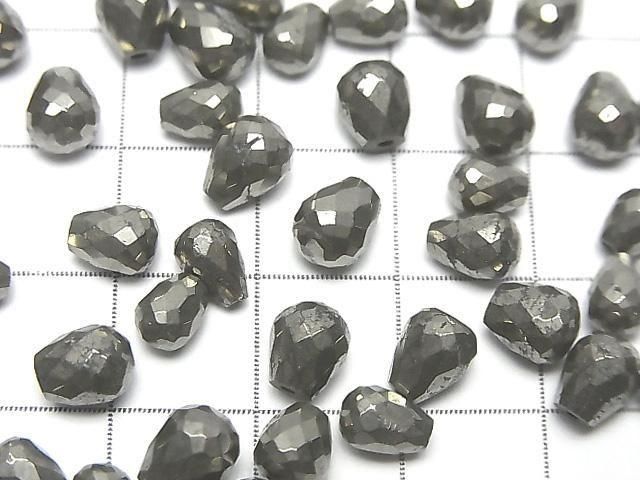 Pyrit halb durchbohrter facettierter Tropfen 6x5mm 5 Stück