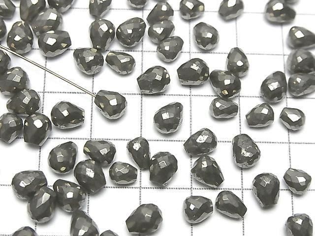 Pyrit halb durchbohrter facettierter Tropfen 6x5mm 5 Stück