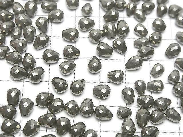 Pyrit halb durchbohrter facettierter Tropfen 6x5mm 5 Stück