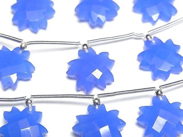 Blauer Chalcedon Blütenform 1 Strang Perlen (6 Stück)