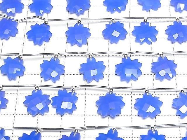 Blauer Chalcedon Blütenform 1 Strang Perlen (6 Stück)