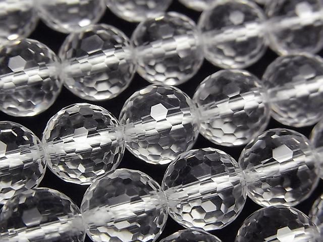 高品質!水晶石英 AAA 128 切面圓珠 10 毫米 半串或 1 串珠子 (約 15 英寸/38 公分)