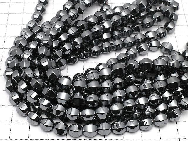 Hematite 6Faceted Round 8x8x8mm 1strand beads (aprx.15inch/38cm)