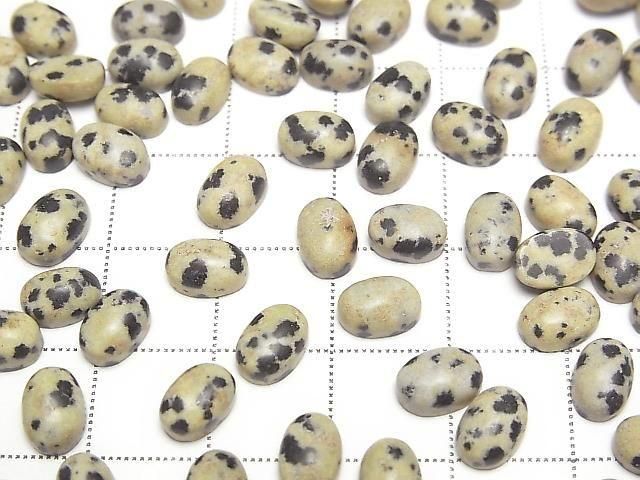 Dalmatiner-Jaspis ovaler Cabochon 7x5mm 10 Stück