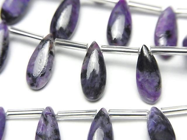 Charoit AA++ Tropfenform (Glatt) 12x5mm halb oder 1 Strang Perlen (8 Stück)