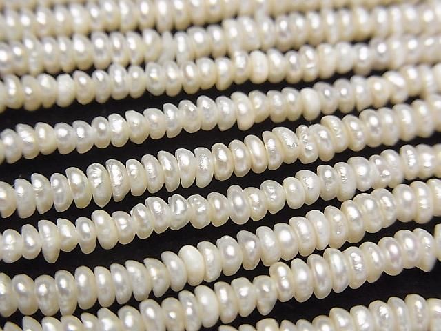 Süßwasserperle AA Weiße Rondelle 2.5-3mm 1 Strang Perlen (ca. 14 Zoll/35 cm)