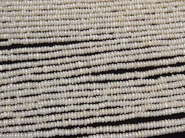 Süßwasserperle AA Weiße Rondelle 2.5-3mm 1 Strang Perlen (ca. 14 Zoll/35 cm)