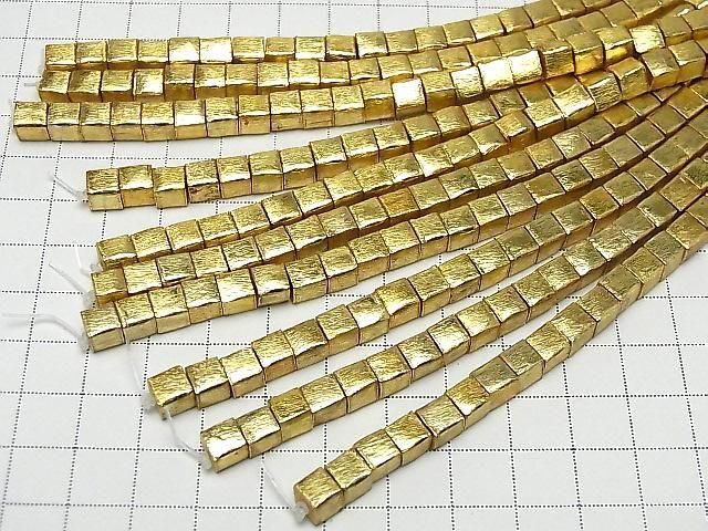 Copper Cube 6x6x6mm 18KGP half or 1strand beads (aprx.7inch/18cm)