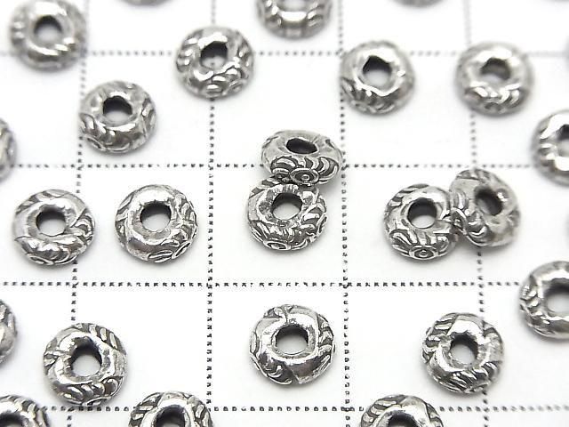 Karen Silver Rondelle with Sun Pattern 6x6x2mm 3pcs