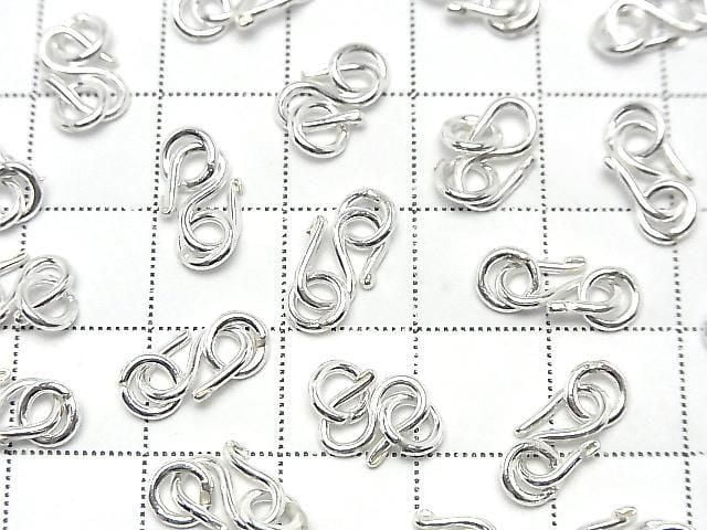 Silver 925 S-Hook with Jump Ring 9.5x6mm White Silver 2pcs