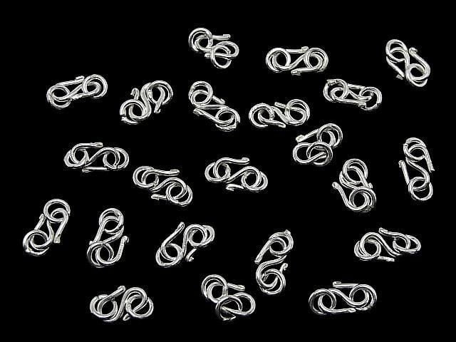 Silver 925 S-Hook with Jump Ring 9.5x6mm White Silver 2pcs