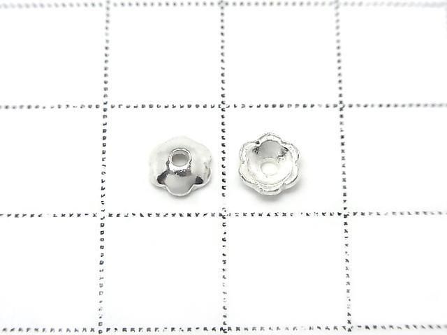 Silver 925 Bead Caps Flower Design 5x5x2mm White Silver 4pcs