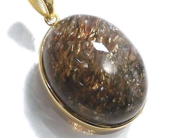 Pendentif unique en mica feuilleté et quartz AAA en plaqué or 18 carats, n°18