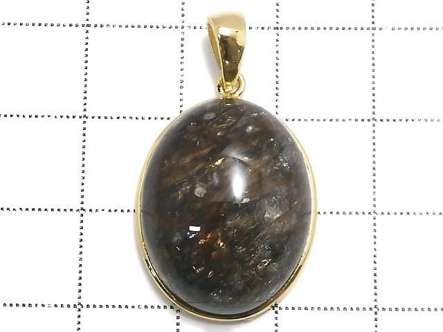 Pendentif unique en mica feuilleté et quartz AAA en plaqué or 18 carats, n°18