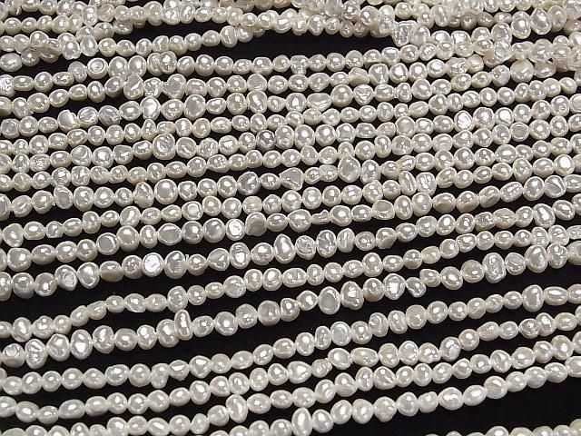 Frischwasserperle AA Weiße Kartoffel 3.5-4mm Perle Beschichtet 1Strang Perlen (ca. 15 Zoll/38 cm)