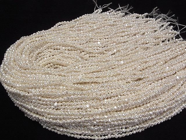 Frischwasserperle AA Weiße Kartoffel 3.5-4mm Perle Beschichtet 1Strang Perlen (ca. 15 Zoll/38 cm)