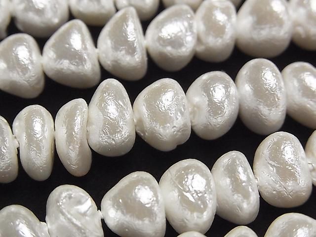 貝殼珍珠白色巴洛克10-13毫米1串珠子(約15英寸/38厘米)