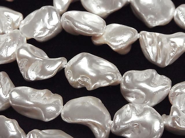 Shell Pearl White Baroque 10-18mm 1strand beads (approx. 15 inch/38 cm)