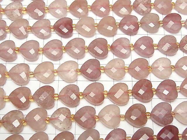 Hochwertig! Pinker Epidot mit vertikalem Loch, Herzschliff 11x12mm, Halb- oder 1Strang-Perlen (ca. 14 Zoll/34 cm)