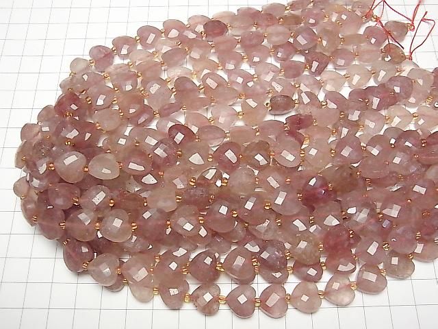 Hochwertig! Pinker Epidot mit vertikalem Loch, Herzschliff 11x12mm, Halb- oder 1Strang-Perlen (ca. 14 Zoll/34 cm)