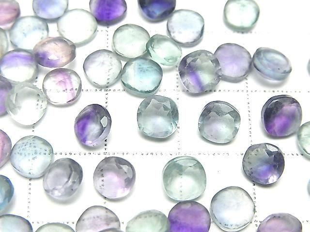 Hochwertiger Multicolor Fluorit AAA Lose Steine Rund-Quadrat Facettiert 6x6mm 5 Stück