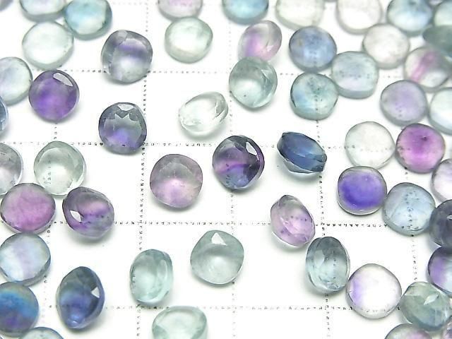 Hochwertiger Multicolor Fluorit AAA Lose Steine Rund-Quadrat Facettiert 6x6mm 5 Stück