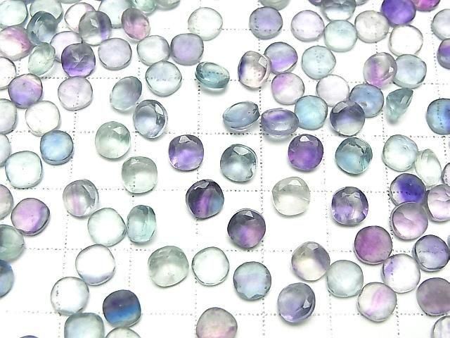 Hochwertiger Multicolor Fluorit AAA Lose Steine Rund-Quadrat Facettiert 6x6mm 5 Stück