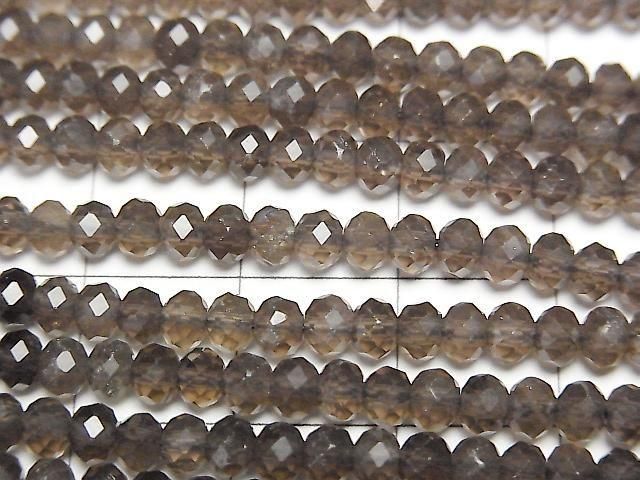 Hochwertig! Rauchquarz AAA facettierte Knopf-Rondelle 4x4x3mm 1Strang-Perlen (ca. 15 Zoll/37 cm)
