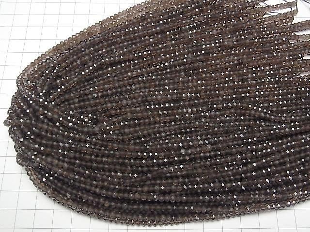 Hochwertig! Rauchquarz AAA facettierte Knopf-Rondelle 4x4x3mm 1Strang-Perlen (ca. 15 Zoll/37 cm)