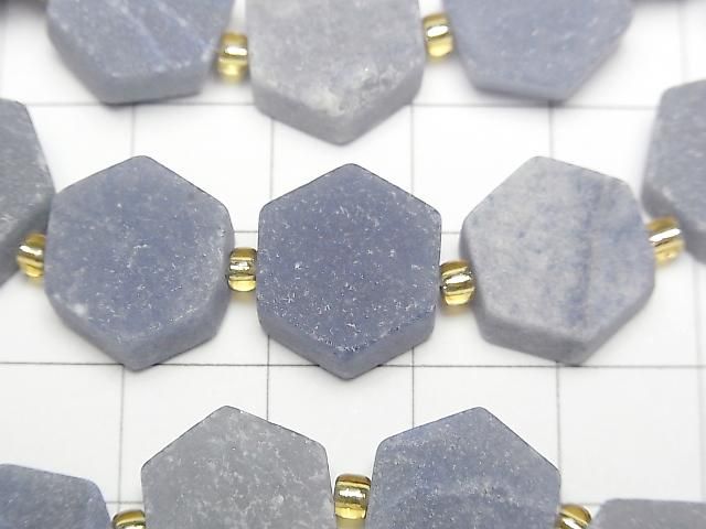Blauer Quarz Hexagon Armband 14x12mm