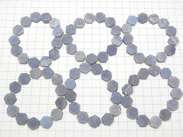 Blauer Quarz Hexagon Armband 14x12mm