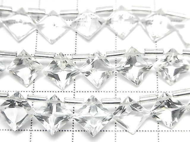 Hochwertiger Weißer Topas AAA Diamant Prinzessschnitt 9x9mm Halb oder 1 Strang Perlen (18 Stück)
