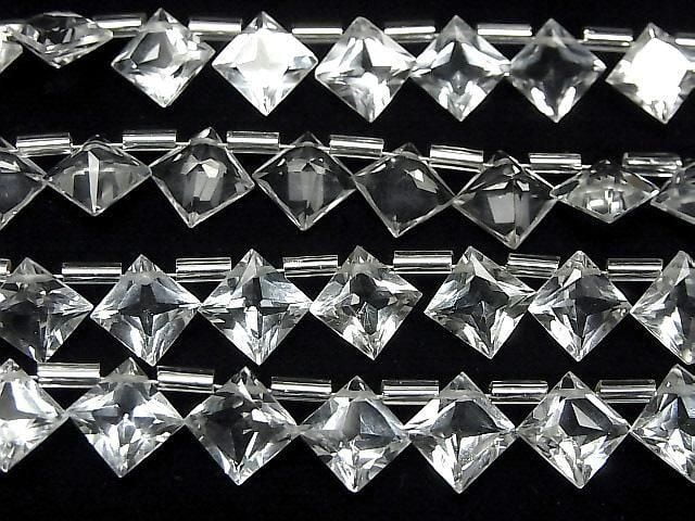 Hochwertiger Weißer Topas AAA Diamant Prinzessschnitt 9x9mm Halb oder 1 Strang Perlen (18 Stück)