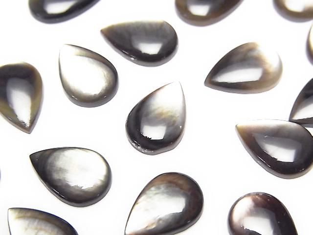 Hochwertige Schwarze Muschel (Schwarzlippen-Auster) Tropfenform Cabochon 12x8mm 3 Stück
