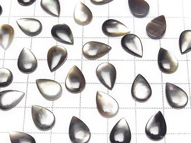 Hochwertige Schwarze Muschel (Schwarzlippen-Auster) Tropfenform Cabochon 12x8mm 3 Stück