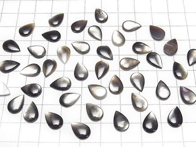 Hochwertige Schwarze Muschel (Schwarzlippen-Auster) Tropfenform Cabochon 12x8mm 3 Stück