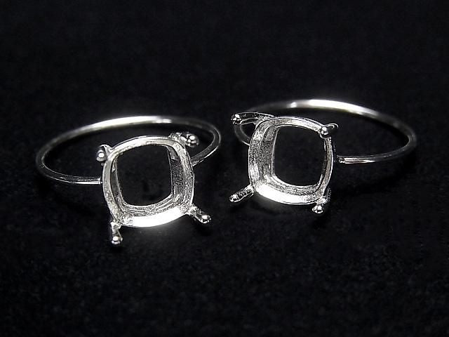 Silber925 Ringrahmen (Krappenfassung) Quadrat Facettiert 8mm Rhodium Beschichtet 1 Stück