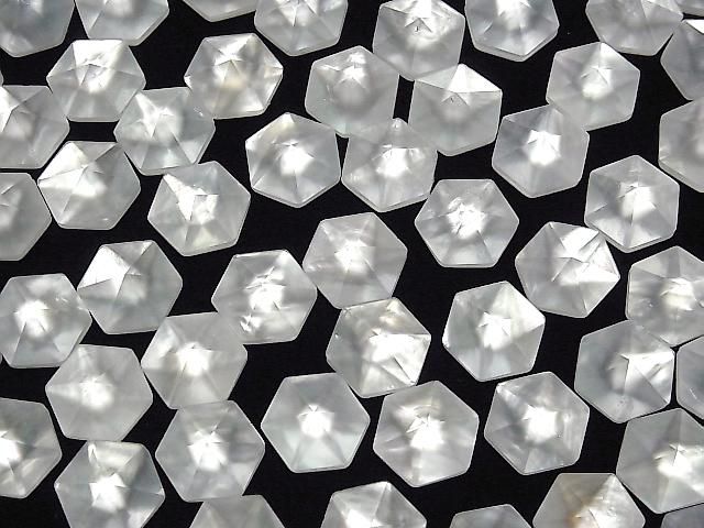 Weiße Muschel x Kristall AAA Hexagon Zuckerlaib Schnitt 15.5x14mm 1 Stück