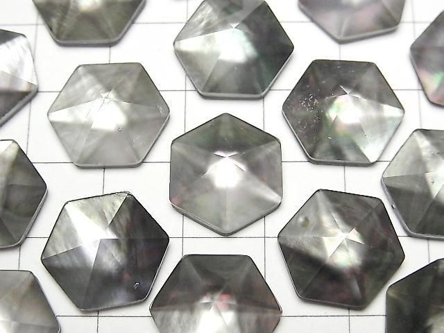 Schwarze Muschel x Kristall AAA Hexagon Zuckerlaib Schnitt 15.5x14mm 1 Stück