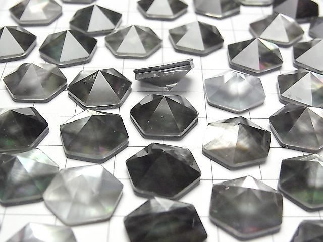Schwarze Muschel x Kristall AAA Hexagon Zuckerlaib Schnitt 15.5x14mm 1 Stück