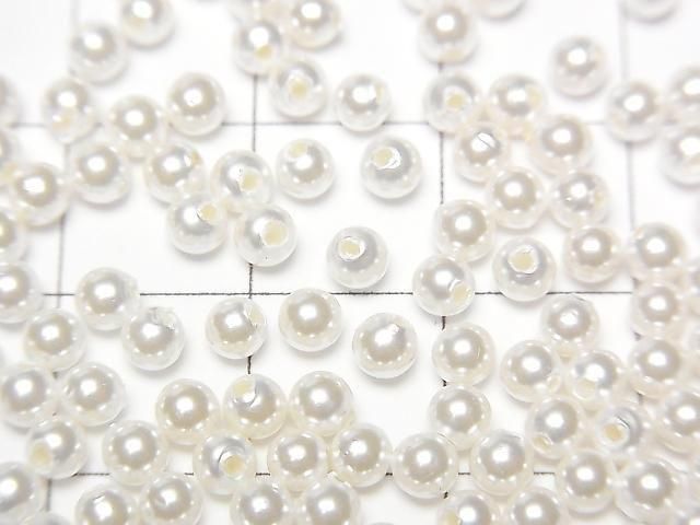 貝殼珍珠白色半孔圓珠 3mm 20顆