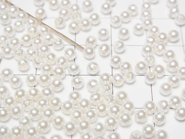 貝殼珍珠白色半孔圓珠 3mm 20顆