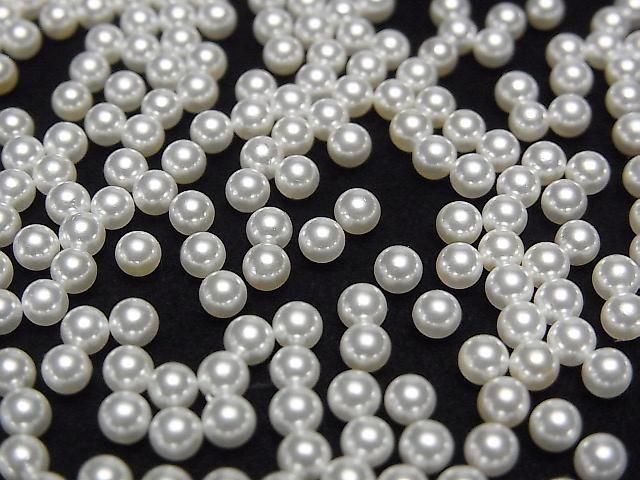 Muschelperle Weiß unbohrter runder 3mm 20 Stück