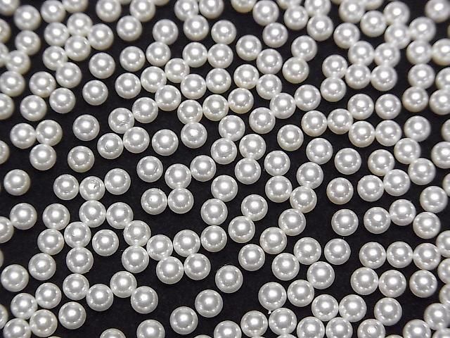 Muschelperle Weiß unbohrter runder 3mm 20 Stück